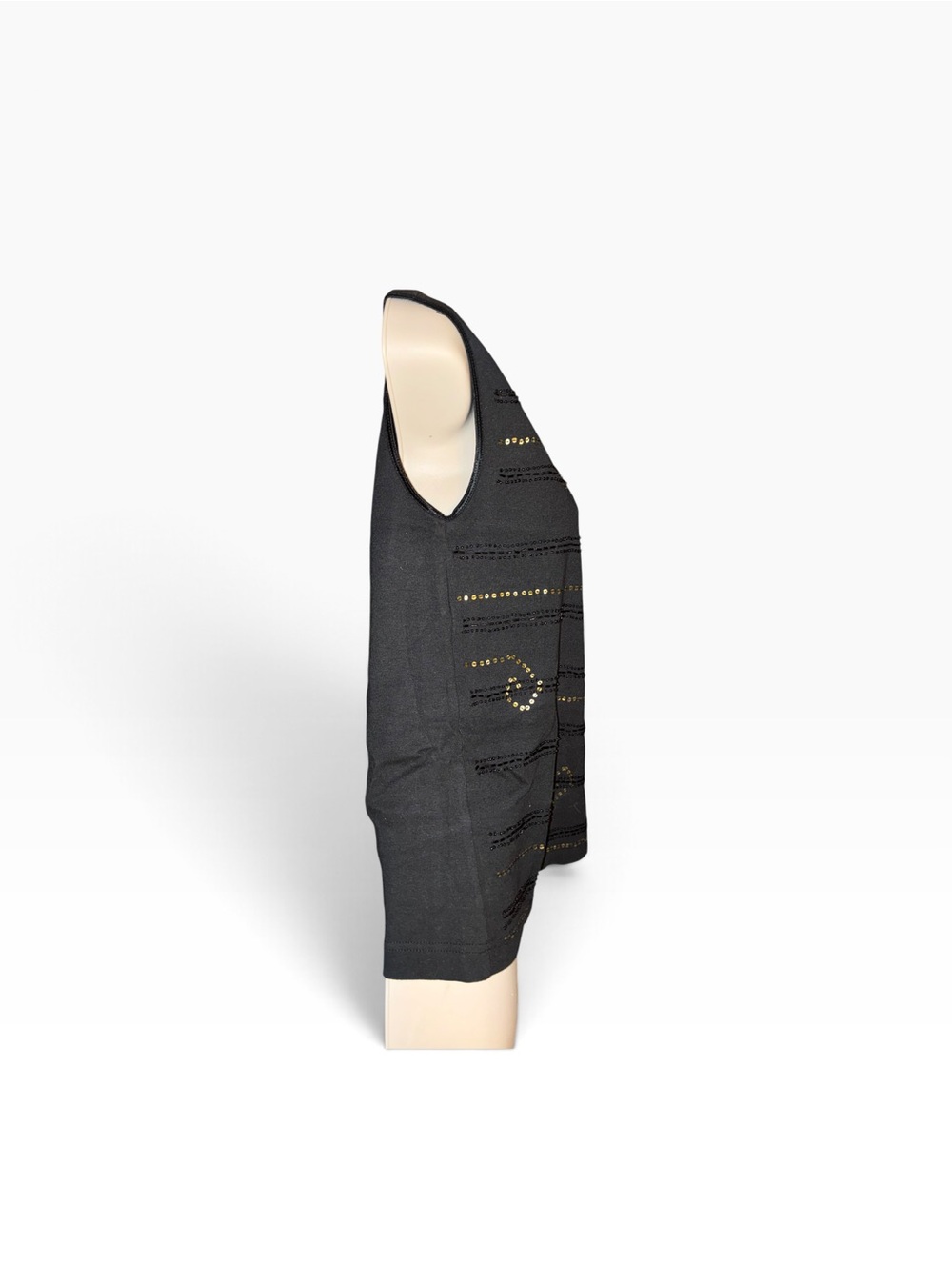 Black Sleeveless Sequin Wave Tank Top - Picture 4 of 9